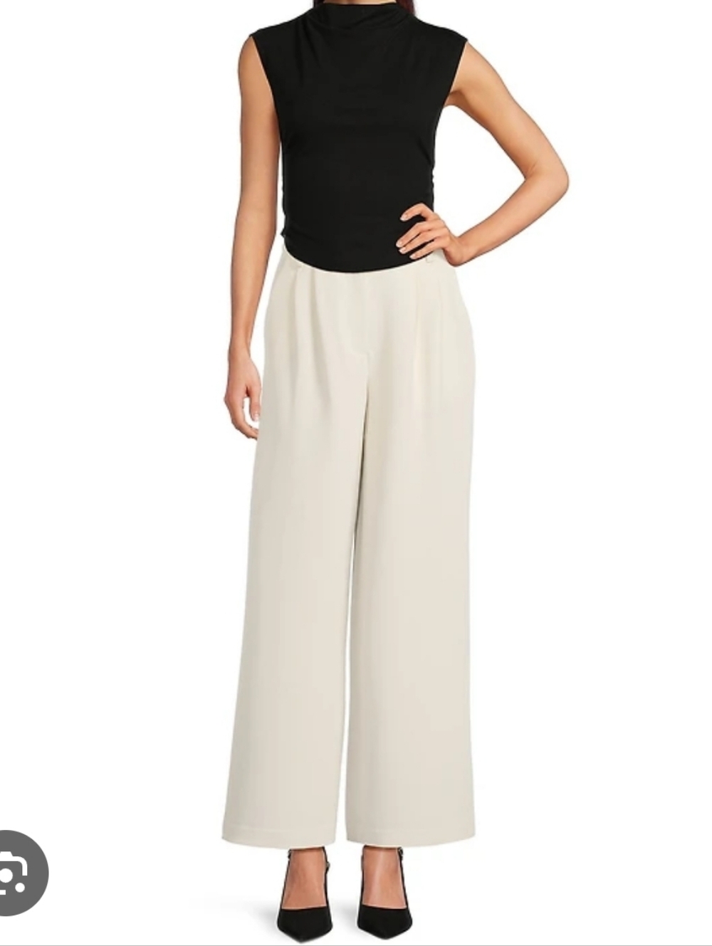 J. Jill Wide Leg Trousers Ivory Double Knit Crepe Size 12 Tall